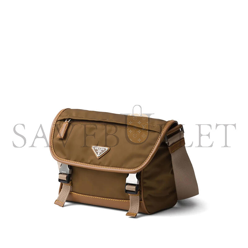 PRADA RE-NYLON AND SUEDE SHOULDER BAG 2VD066 (20*19*10cm)